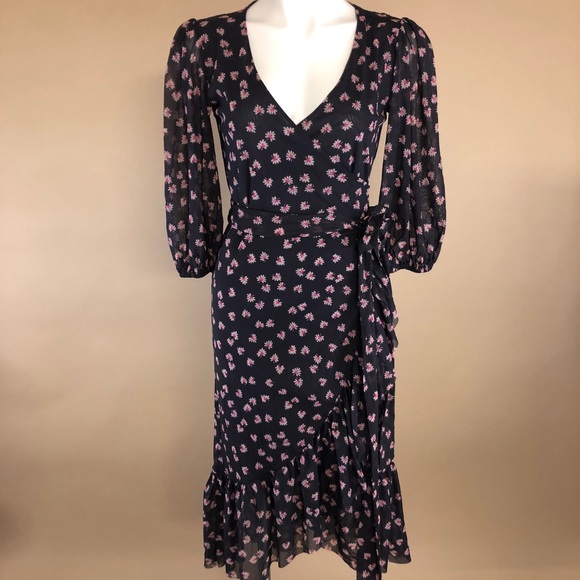 ganni tilden mesh wrap dress